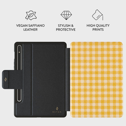 Tuscan Sun - Yellow Plaid Samsung Galaxy Tab S9 FE Case 2