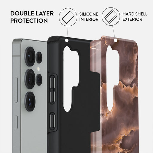 Fire Wood - Brown Marble Samsung Galaxy S25 Ultra Case 2