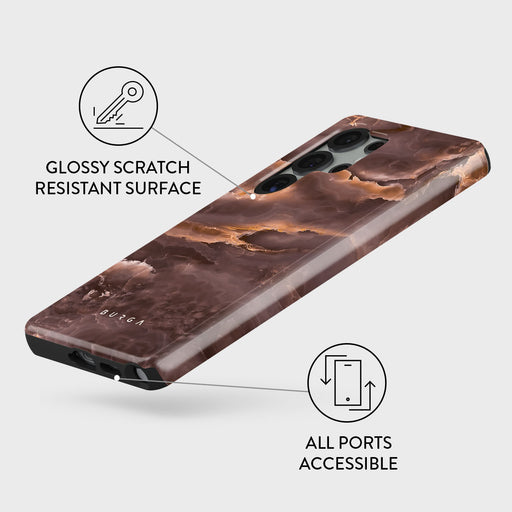 Fire Wood - Brown Marble Samsung Galaxy S25 Ultra Case 3