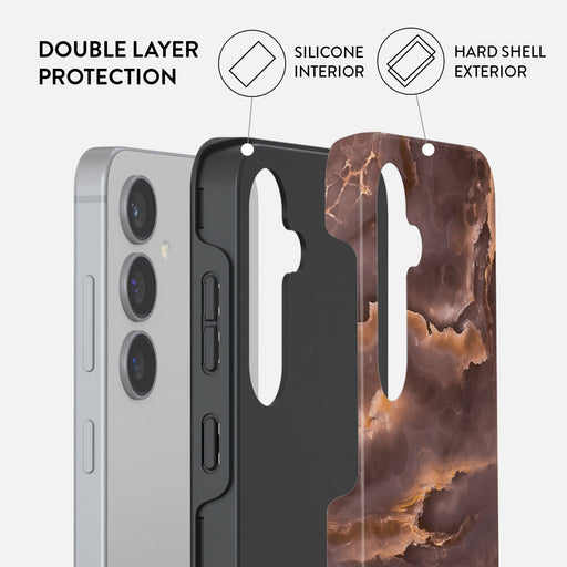 Fire Wood - Brown Marble Samsung Galaxy S24 Case 6