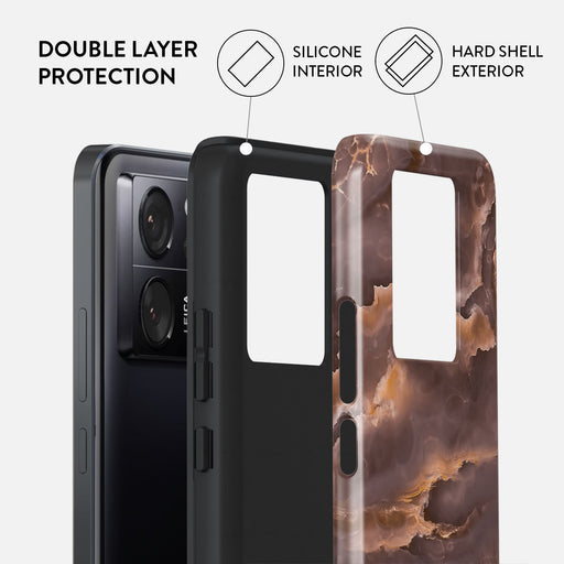 Fire Wood - Brown Marble Xiaomi 13T Pro Case 2