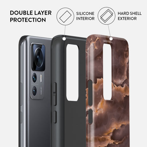 Fire Wood - Brown Marble Xiaomi 12T Pro Case 2