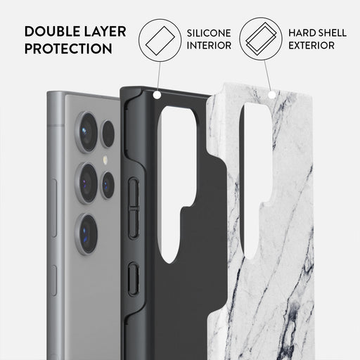 Satin White - Marble Samsung Galaxy S24 Ultra Case 6