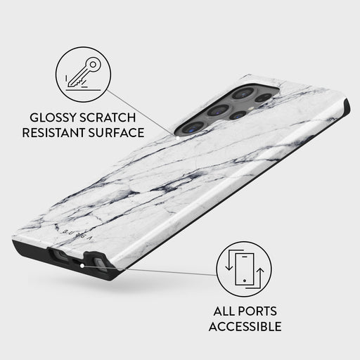 Satin White - Marble Samsung Galaxy S24 Ultra Case 7