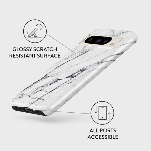 Satin White - Marble Google Pixel 8 Pro Case 3