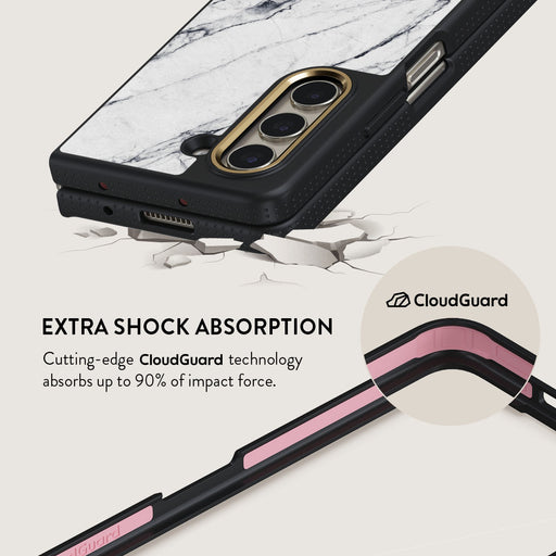 Satin White - Marble Samsung Galaxy Z Fold 5 Case 3