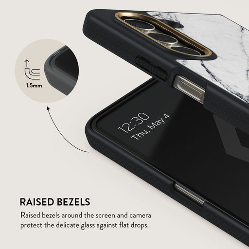 Satin White - Marble Samsung Galaxy Z Fold 5 Case 4