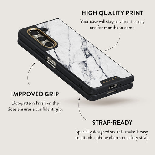Satin White - Marble Samsung Galaxy Z Fold 5 Case 5