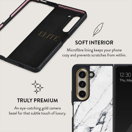 Satin White - Marble Samsung Galaxy Z Fold 5 Case 6