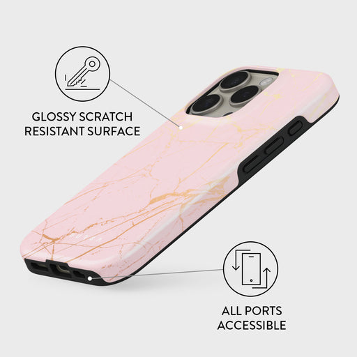 Peachy Gold - Pink Marble iPhone 16 Pro Max Case 3