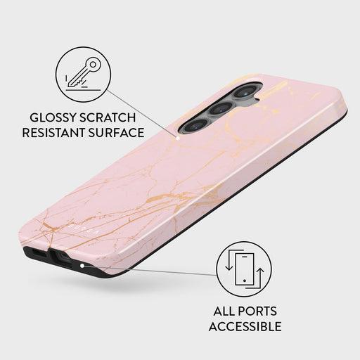 Peachy Gold - Pink Marble Samsung Galaxy S24 FE Case 3