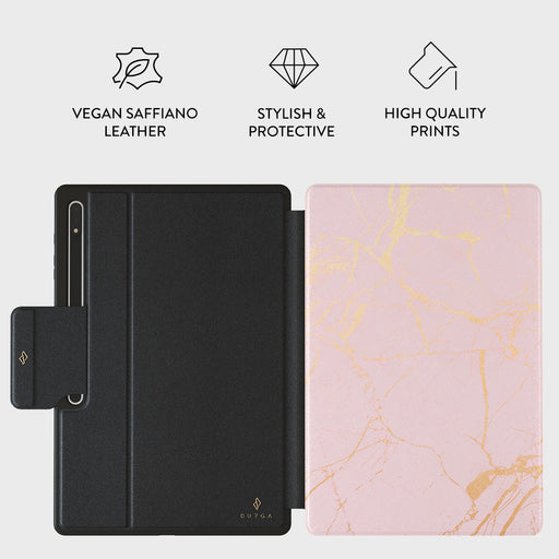 Peachy Gold - Pink Marble Samsung Galaxy Tab S10 Ultra Case 2