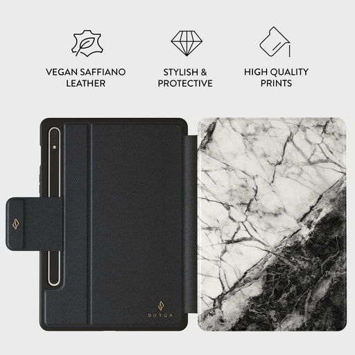 Fatal Contradiction - Black & White Marble Samsung Galaxy Tab S9+ Case 2