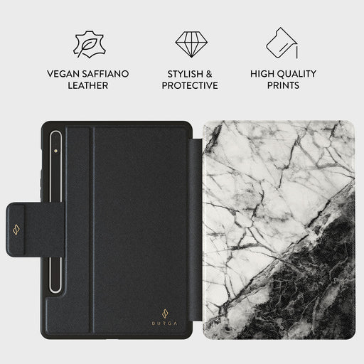 Fatal Contradiction - Black & White Marble Samsung Galaxy Tab S9+ FE Case 2