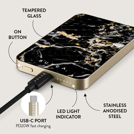 Make A Wish - Gold Marble Magnetic Power Bank 10