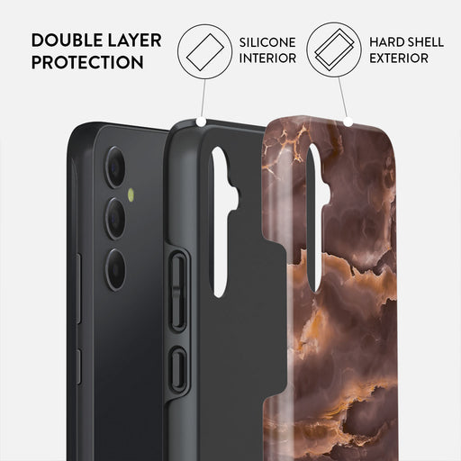 Fire Wood - Brown Marble Samsung Galaxy A34 Case 2
