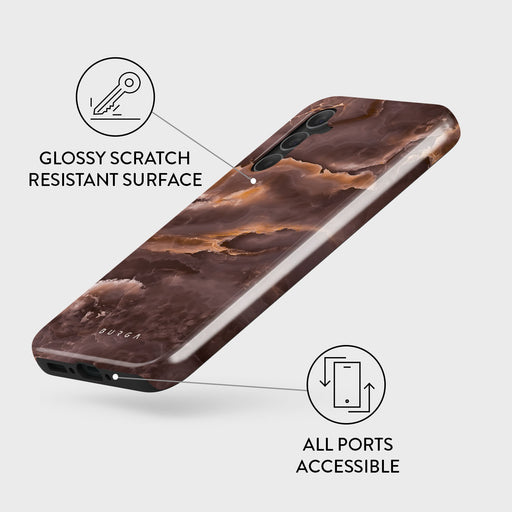 Fire Wood - Brown Marble Samsung Galaxy A34 Case 3