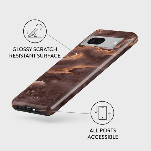 Fire Wood - Brown Marble Google Pixel 7 Case 3