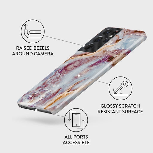 Frozen Leaves - Cute Marble Samsung Galaxy S21 Ultra Case 3