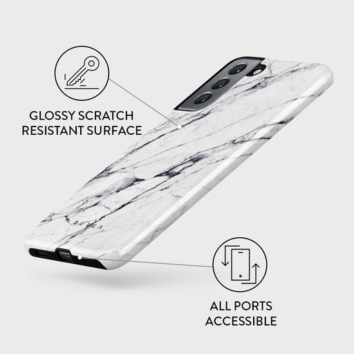 Satin White - Marble Samsung Galaxy S21 Case 7