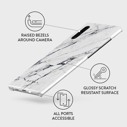 Satin White - Marble Samsung Galaxy Note 10 Case 3