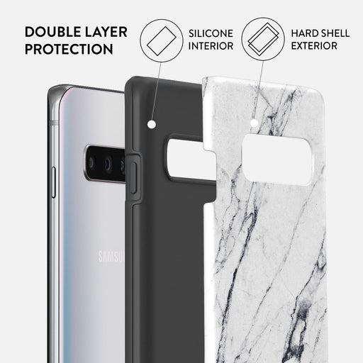 Satin White - Marble Samsung Galaxy S10 4G Case 6
