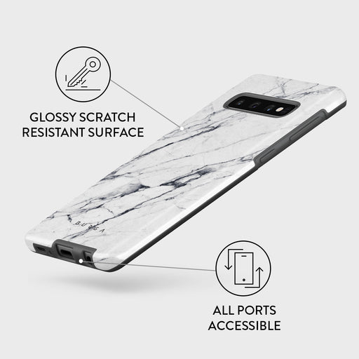 Satin White - Marble Samsung Galaxy S10 4G Case 7