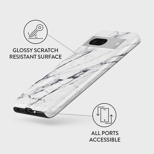 Satin White - Marble Google Pixel 7 Case 3