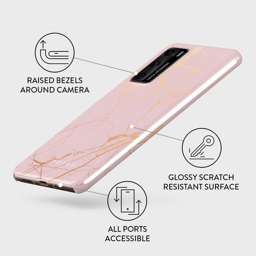Peachy Gold - Pink Marble Huawei P40 Case 3