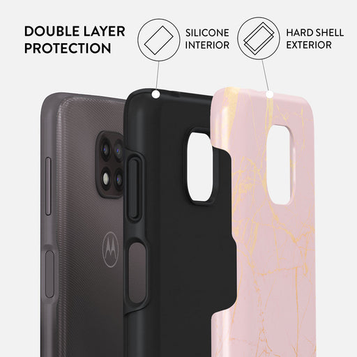 Peachy Gold - Pink Marble Motorola Moto G Power 2021 Case 2