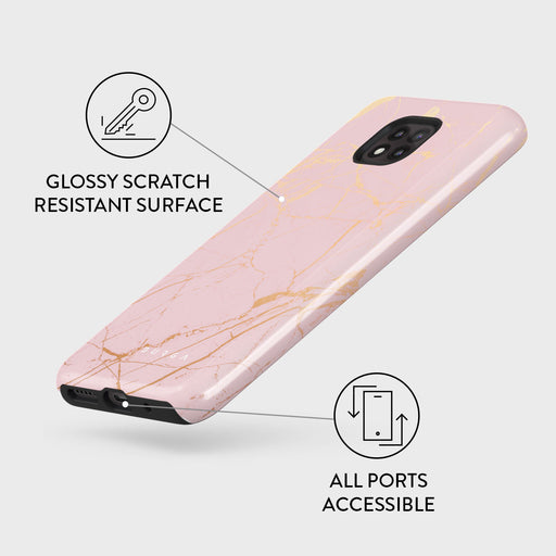 Peachy Gold - Pink Marble Motorola Moto G Power 2021 Case 3