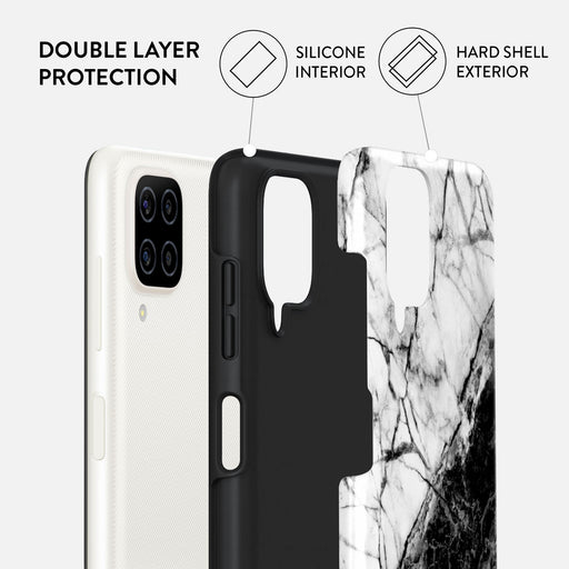 Fatal Contradiction - Black & White Marble Samsung Galaxy A12 4G Case 6