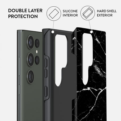 Noir Origin - Black Marble Samsung Galaxy S23 Ultra Case 6